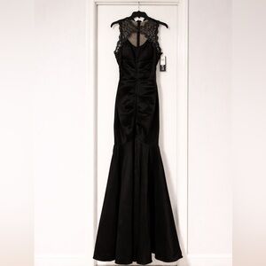 Black beautiful gown with lace detail on top